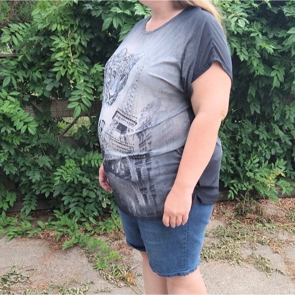 Black Tunic Top With Leopard/Eiffel Tower 3X - Picture 14 of 16